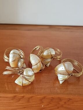Gold-Tone Shell Knot Ring - Natural Ivory Shell Accent